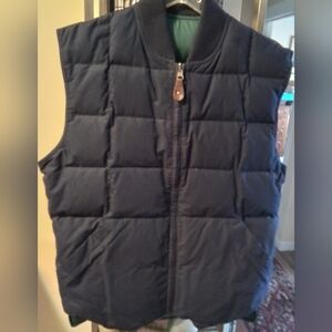 Vintage Eddie Bauer men's reversible down vest, navy/green, Size small